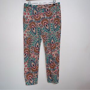 Chico's 0.5R So Slimming Girlfriend Ankle Jeans Geometric Green Peach Small 6